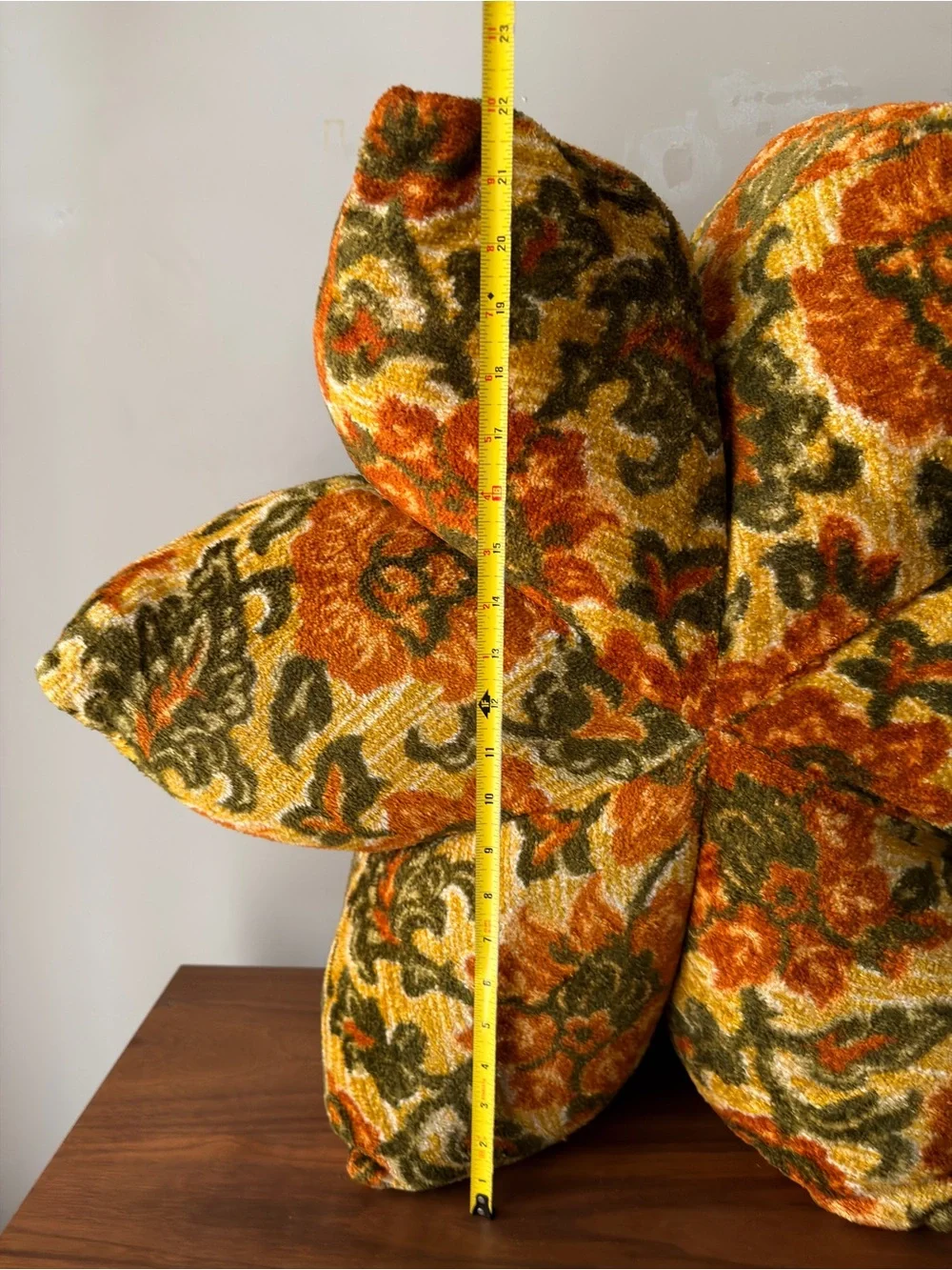 Vintage 1970s Flower Pillow Sculptural Soft Sculpture Retro Floral Decor Boho